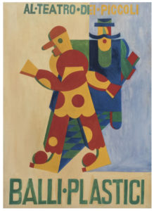 Fortunato Depero Al teatro dei piccoli / Balli plastici, 1918 Tempera su tela 99.5 x 73.5 cm Collezione privata - courtesy Futur-ism Roma, Italia © Fortunato Depero, by SIAE 2019