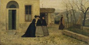 Silvestro Lega, La visita, 1868, Olio su tela, 31x60 cm Galleria Nazionale d'Arte Moderna e Contemporanea, Roma