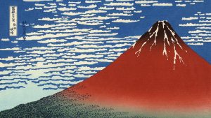 Katsushika Hokusai
Giornata limpida con vento del sud [Fuji Rosso] (Gaifu kaisei)
Silografia policroma, 24,6 x 38,5 cm
Museo d'Arte Orientale "Edoardo Chiossone", Genova